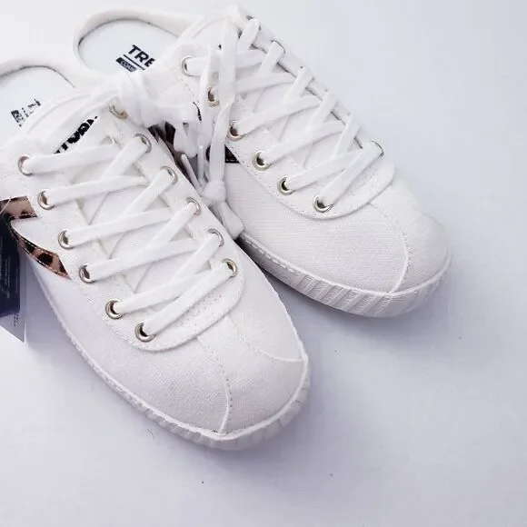 💥SOLD💥Tretorn Easy Nylite Canvas Lace Up Slip On Sneakers Mule Leopard Size 7 - Picture 7 of 11